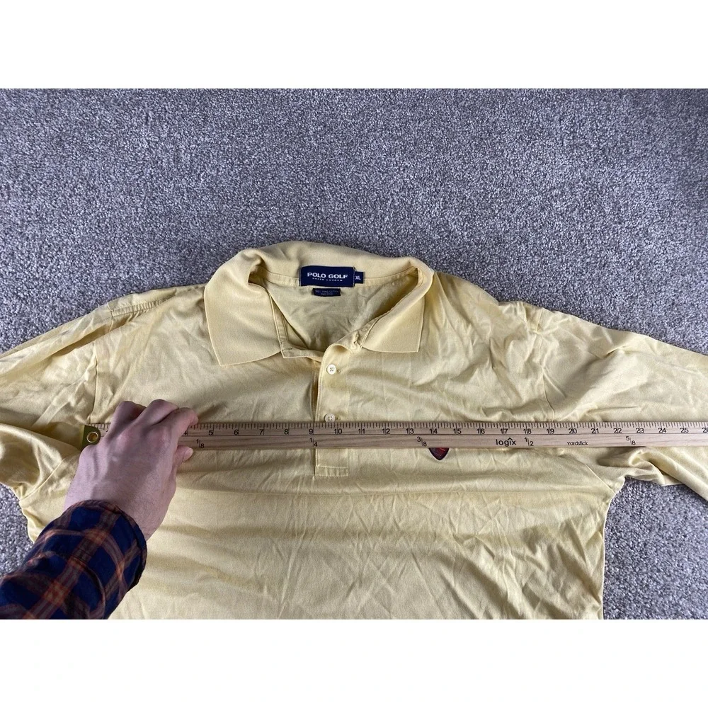Polo Ralph Lauren Golf Yellow Polo Shirt Pima Cotton Polo Plaid Patch Mens XL